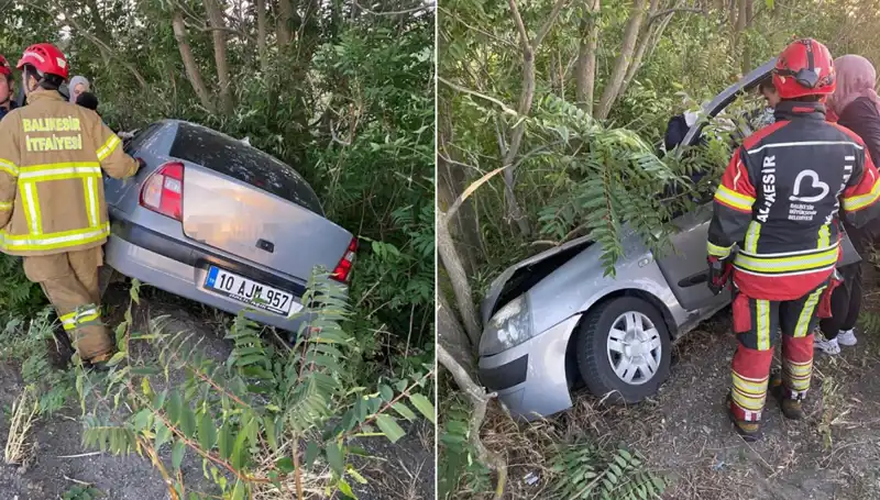 Balıkesir'de Feci Kaza: Otomobil Şarampole Devrildi, İki Yaralı